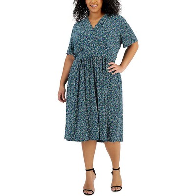 

Женское голубое дневное платье миди Anne Klein из телячьей ткани плюс  BHFO 1171, Blue lapis combo
