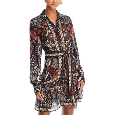 FARM Rio Womens Classic Garden Long Sleeve Button Down Mini Dress BHFO 4336