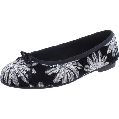 

FS/NY Женские черные бархатные балетки с пайетками, размер 6,5, средний (B,M) BHFO 3721, Black/silver
