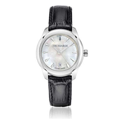 Pre-owned Guess Womens Wristwatch Trussardi T01 R2451100503 Leather Black Swiss Made
