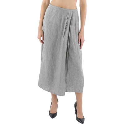 

Женская льняная юбка миди с запахом до середины икры Eileen Fisher BHFO 4833, Stone