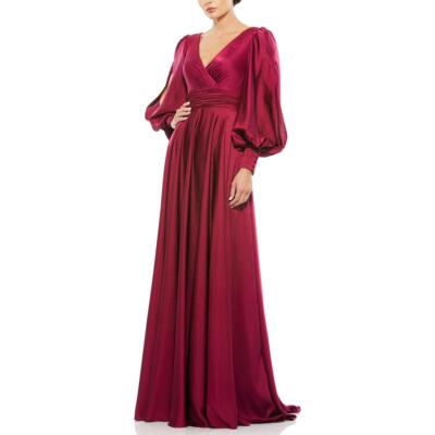 Женское атласное плиссированное вечернее платье Mac Duggal для особых случаев, BHFO 3840