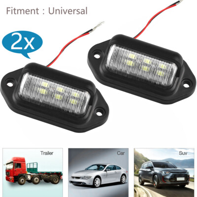 RV 2Pc LED License Plate Light Tag Lamps Assembly Replacement for Truck Trailer