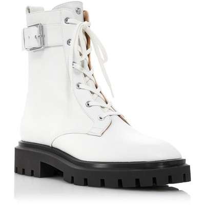 Женские ультрабелые ботинки Stuart Weitzman в армейском стиле на шнуровке 7.5 Medium (B,M) 0342