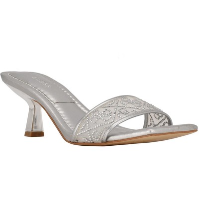 Женские босоножки Guess на каблуке В виде серебристого КОТЕНКА, 9 средних (B,M) BHFO 6380