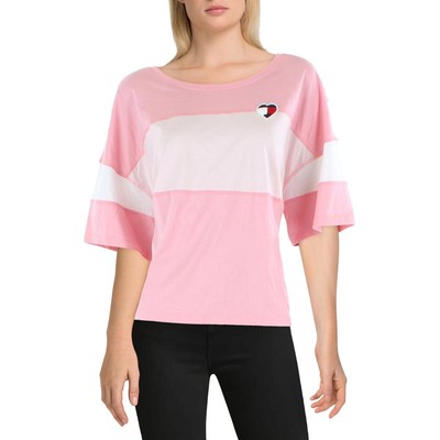 

Женская розовая футболка с круглым вырезом Tommy Hilfiger, топ  BHFO 9894, Розовый