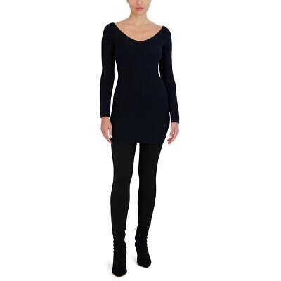 

Женское мини-платье-свитер в рубчик с длинным рукавом BCBG Max Azria, Черный