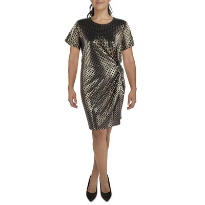 Женское темно-синее платье-сорочка MICHAEL Michael Kors с принтом плюс 1X BHFO 5031