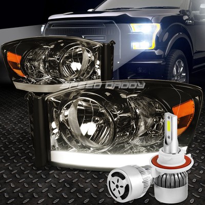 ДЫМЧАТАЯ ФАРА + ЯНТАРНЫЙ УГОЛОК + DRL + БЕЛЫЙ СВЕТОДИОД H13 HID с ВЕНТИЛЯТОРОМ ДЛЯ 06-08 DODGE RAM