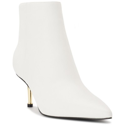 Женские ботильоны Nine West Ritaa из белой кожи 7 средних размеров (B,M) BHFO 7655