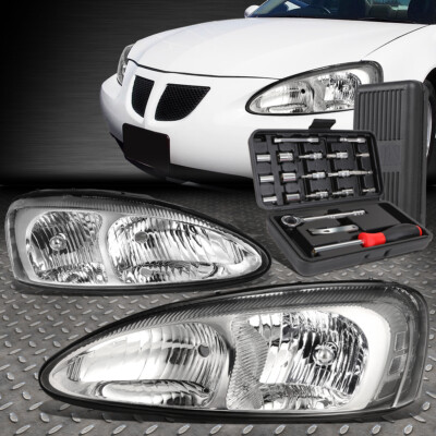 ДЛЯ 04-08 PONTIAC GRAND PRIX ХРОМИРОВАННЫЙ КОРПУС, ПРОЗРАЧНАЯ УГЛОВАЯ ФАРА + НАБОР ИНСТРУМЕНТОВ