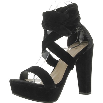 Женские черные туфли из искусственной замши с ремешками на каблуке Essex Glam 6 Medium (B, M) BHFO 0305