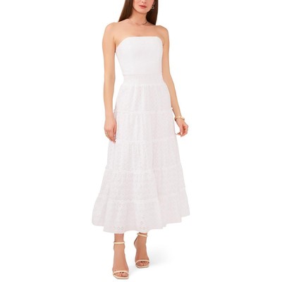 1.Женское белое хлопковое миди-платье State Womens с ярусами на ушках 12 BHFO 2438