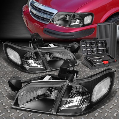 ДЛЯ 97-05 CHEVY VENTURE MONTANA ЧЕРНЫЙ КОРПУС ПРОЗРАЧНАЯ УГЛОВАЯ ФАРА + НАБОР ИНСТРУМЕНТОВ