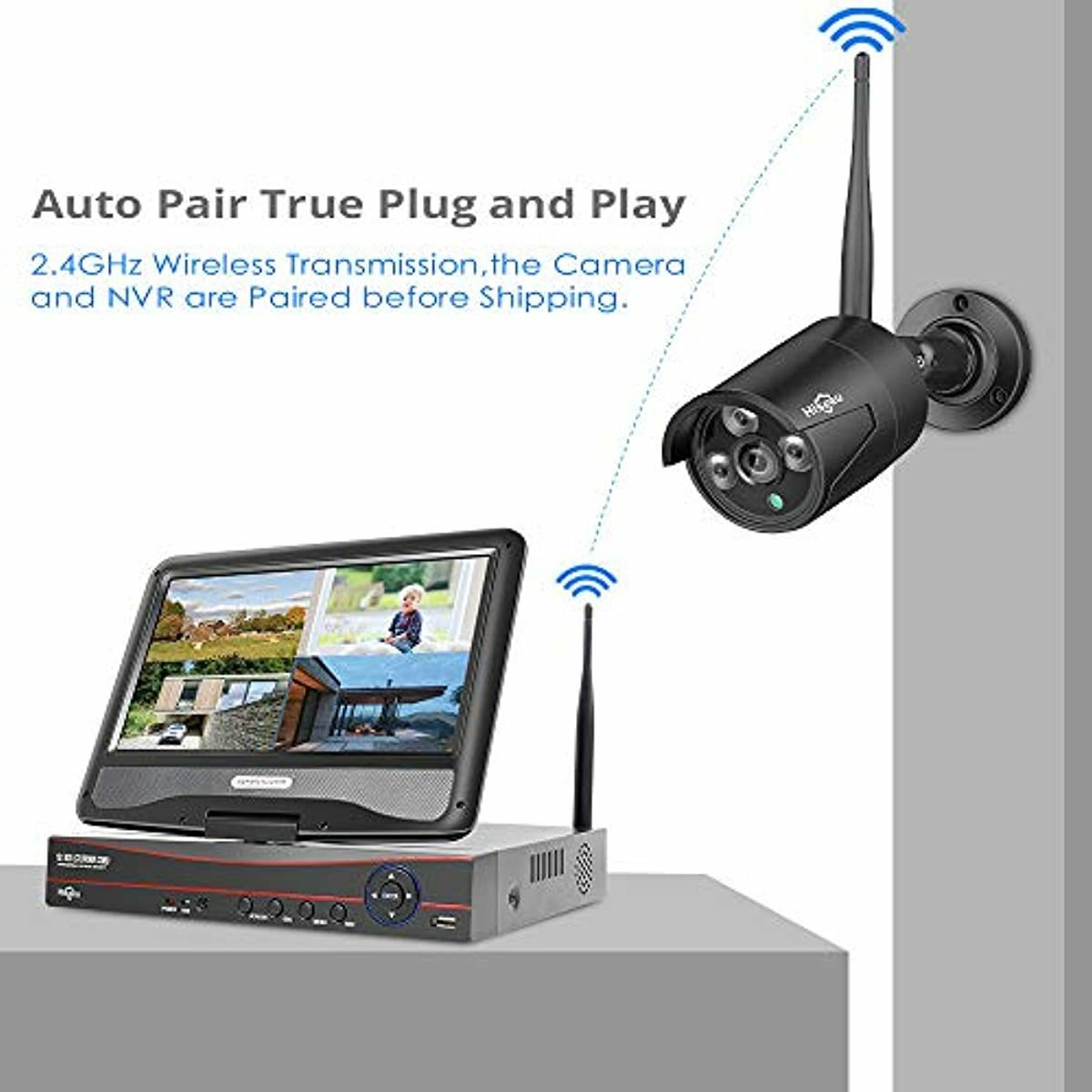 Hiseeu 8CH 1080P 10.1 LCD Monitor Outdoor Security Camera