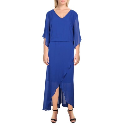 

Женское синее шифоновое макси-платье MSK с рюшами и рюшами  BHFO 9975, Goddess blue