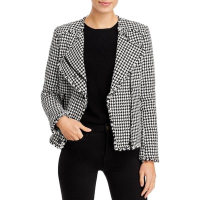 Karl Lagerfeld Paris Женская черно-белая твидовая мотоциклетная куртка пальто XL BHFO 8227