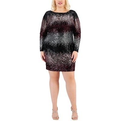 Женское черное платье для коктейлей и вечеринок с блестками B. Darlin Plus 16W BHFO 8930