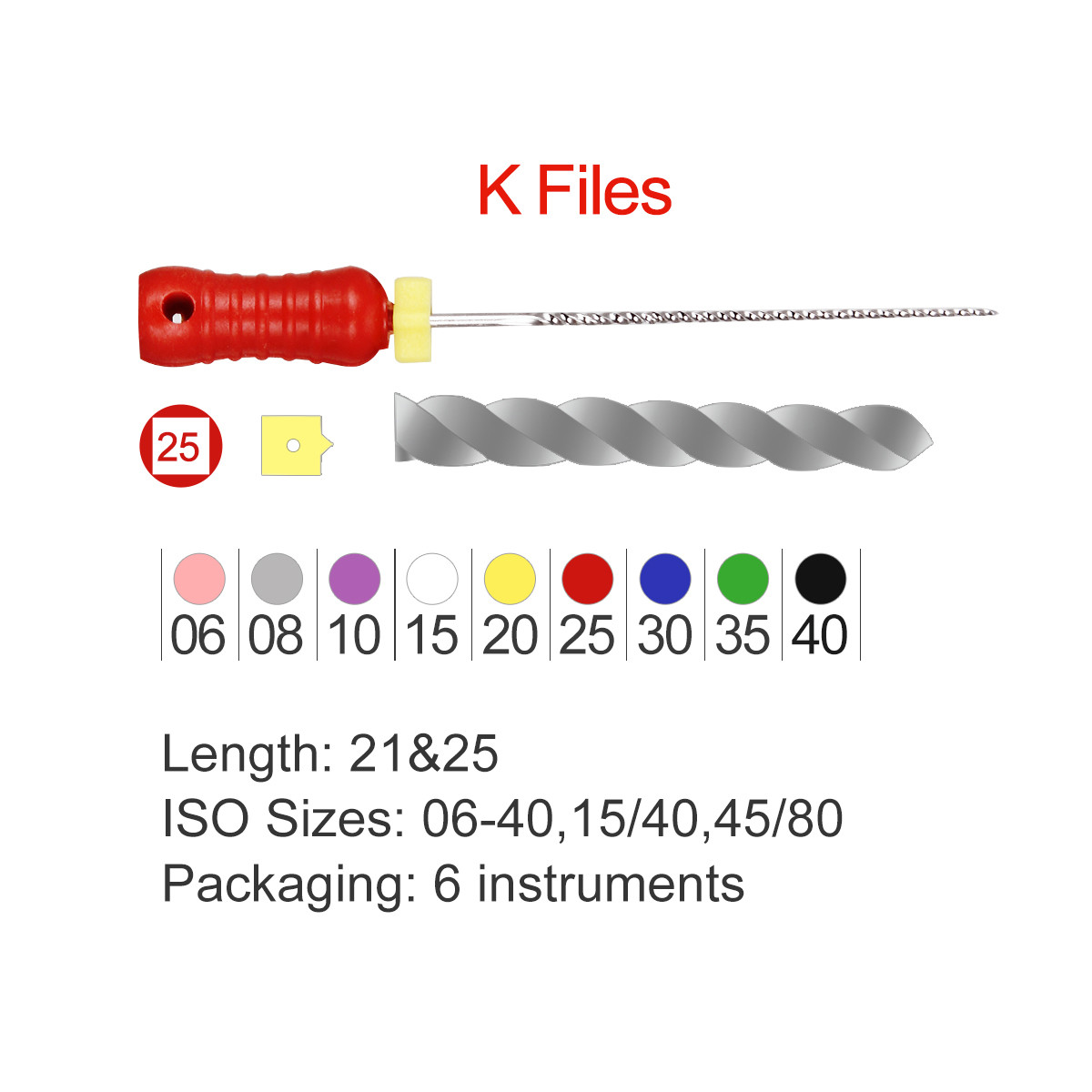 AZDENT Dental Endo Root Canal File Hand Use K-Files Stainless Steel 21mm/25mm