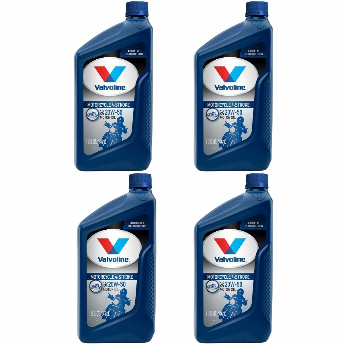 (4 Pack) Valvoline 4stroke Motorcycle Conventional 20w50 Motor Oil, 1 Qt