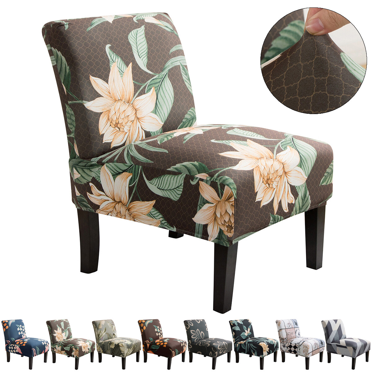 Cover Slipper Seat Slipcover Floral Print Elastic Protector
