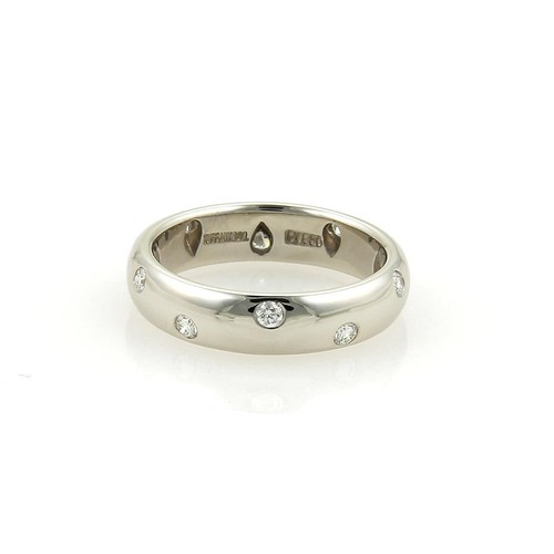 Tiffany & Co. AG925 リング Tiffany & Co. Sz 5.25 Blue Enamel Stripe Narrow Band Ring