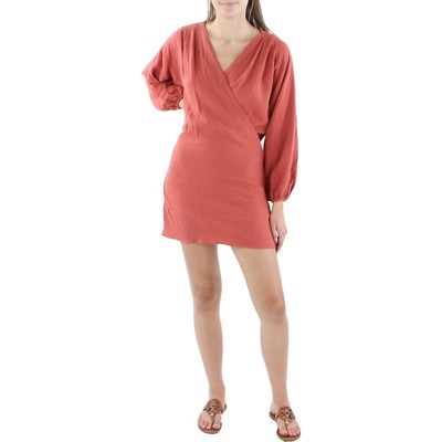 

Lush Womens Orange Boho Surplice Mini Wrap Dress  BHFO 1984, Rust
