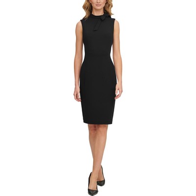 

Женское черное платье-футляр миди Calvin Klein с завязочным вырезом на работу  BHFO 6717, Черный