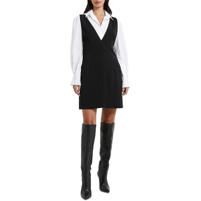Черное мини-платье с V-образным вырезом French Connection Womens Harry Suiting XS BHFO 5458