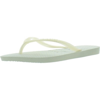 Женские белые текстурированные шлепанцы на плоской подошве Havaianas шириной 6 см (C, D, W) BHFO 5646