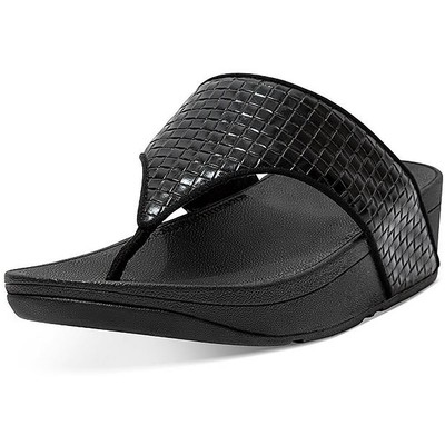 Женские черные кожаные шлепанцы с текстурой оливкового цвета Fitflop 7 Medium (B,M) BHFO 3658