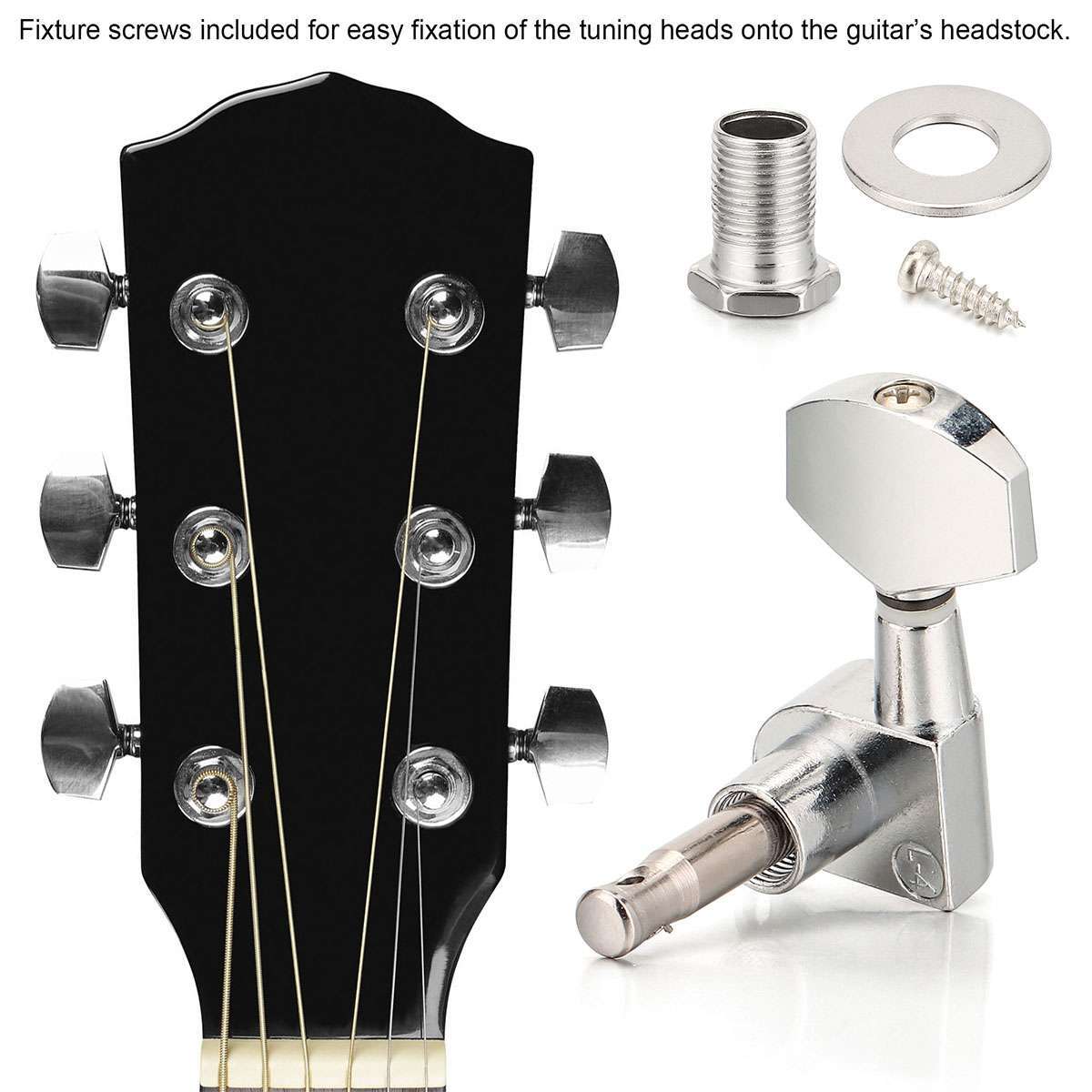 6pcs Guitar String Tuning Pegs Locking Tuners Keys Machine Heads Chrome Set