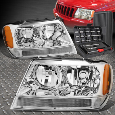 ДЛЯ 99-04 JEEP GRAND CHEROKEE WJ CHROME HOUSING AMBER УГЛОВАЯ ФАРА + НАБОР ИНСТРУМЕНТОВ