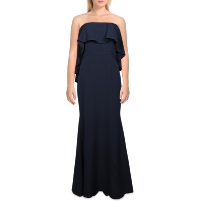 Женское темно-синее вечернее платье Vince Camuto с длинными рукавами и оборками Evev 6 BHFO 5303