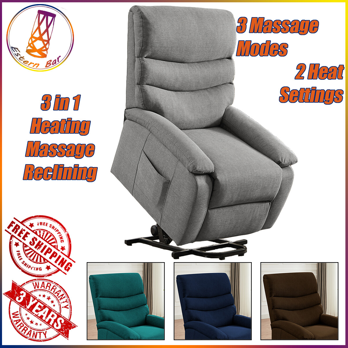Heating Sofa Recliner Power Lift Reclining Single Sofa