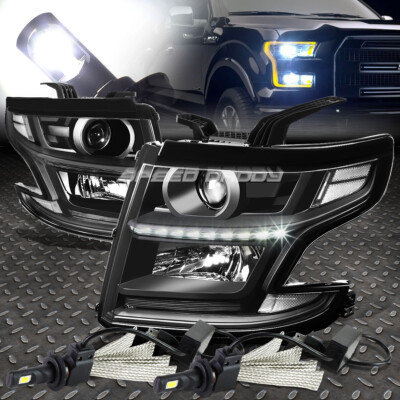 ЧЕРНАЯ ФАРА ПРОЕКТОРА С ПРОЗРАЧНОЙ БОКОВОЙ ЧАСТЬЮ + СВЕТОДИОД HID 6000K ДЛЯ 15-17 TAHOE/SUBURBAN