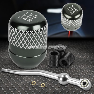 СЕРЕБРИСТЫЙ АЛЮМИНИЕВЫЙ РЫЧАГ ПЕРЕКЛЮЧЕНИЯ ПЕРЕДАЧ С ДВОЙНЫМ ИЗГИБОМ И СЕРОЙ 5-СТУПЕНЧАТОЙ СЕТЧАТОЙ РУЧКОЙ ДЛЯ EK/ EJ/ EG/DC