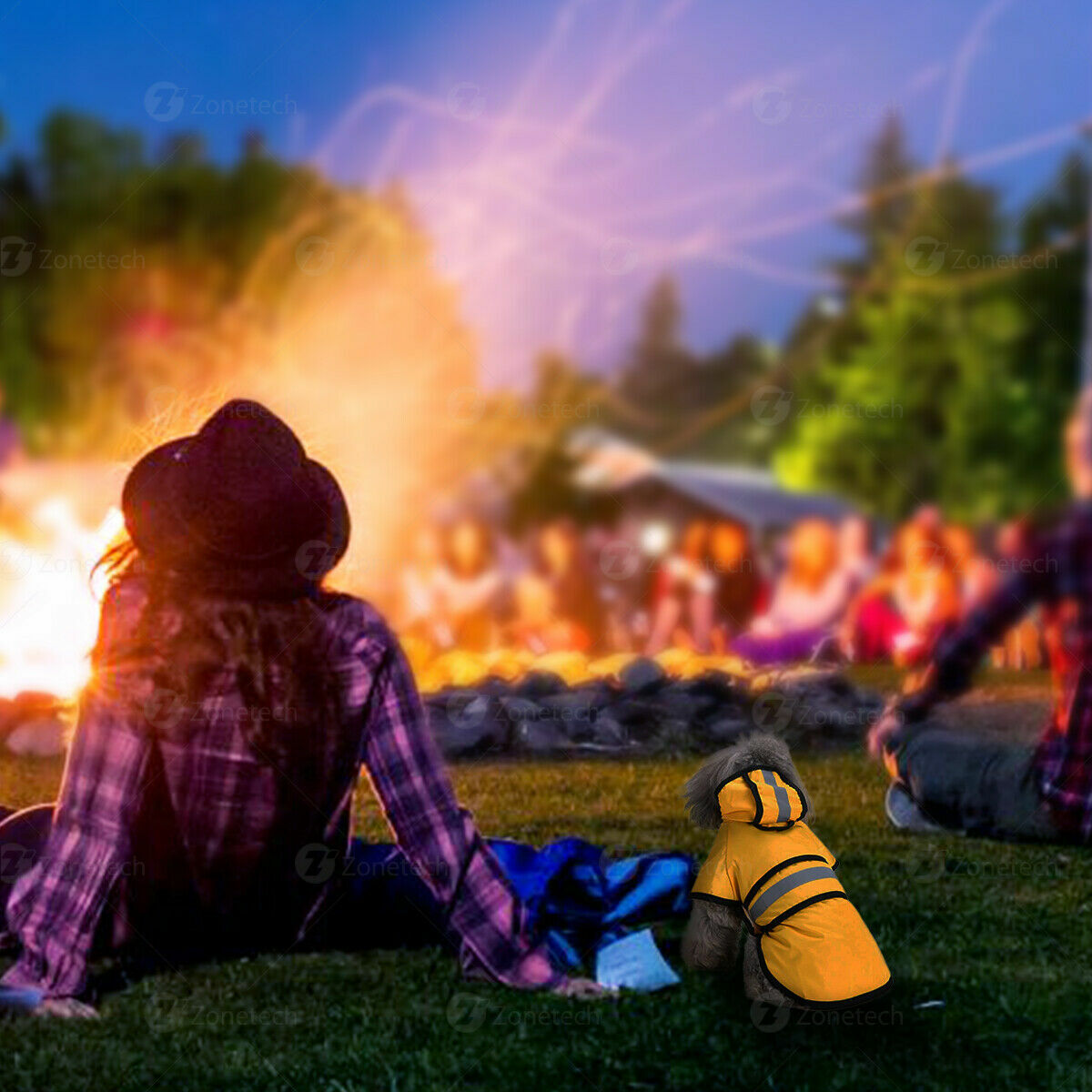 Zone Tech Pet Dog Raincoat Protection Hood X-Large with Reflective Stripe Strip