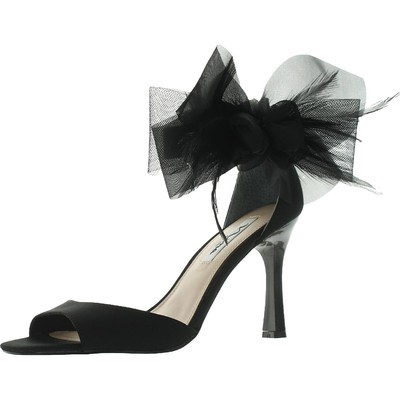

Черные атласные босоножки на каблуке Nina Womens Dora 8,5 Medium (B,M) BHFO 4872, Black luster satin
