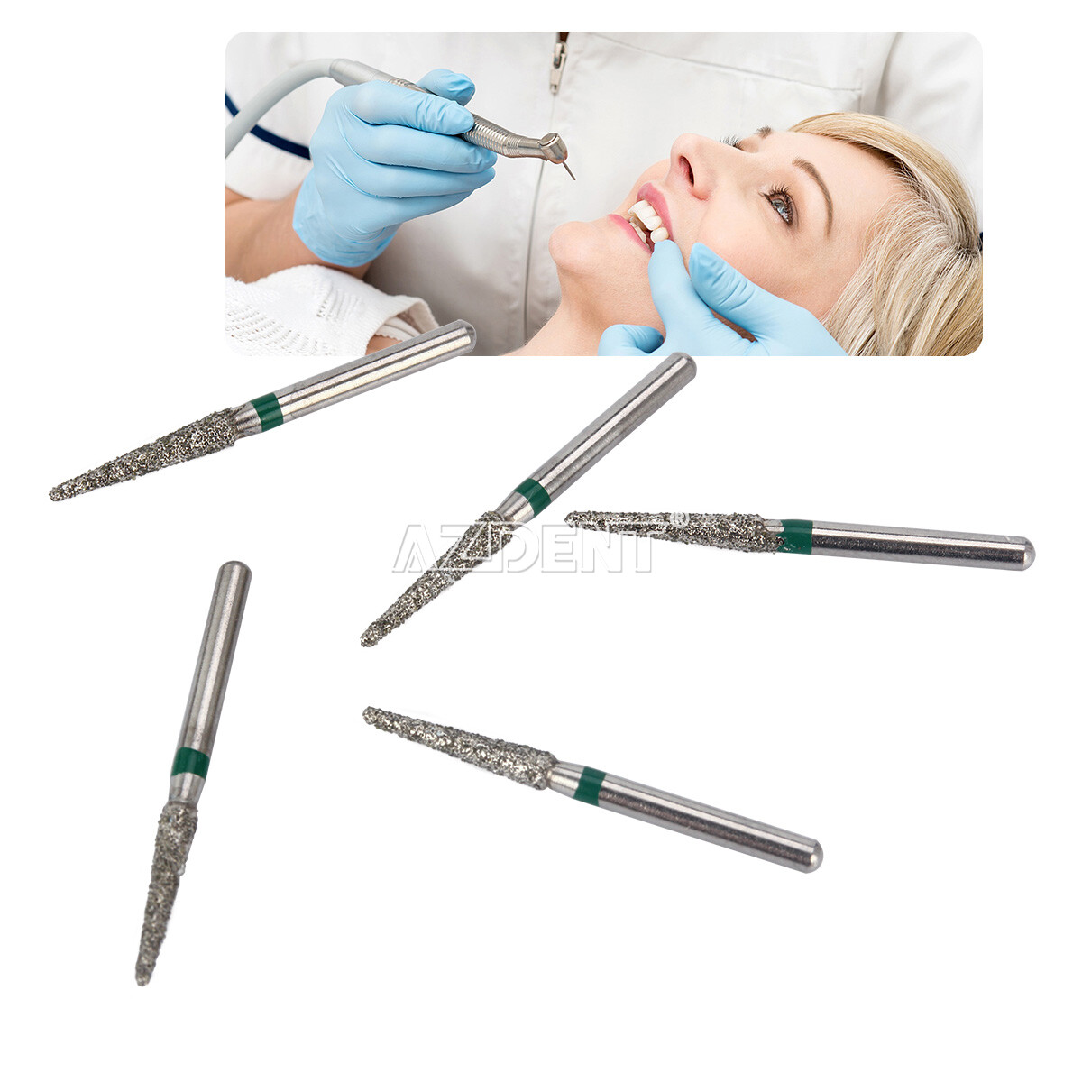 100 Types AZDENT Dental FG Diamond Burs for High Speed Handpiece 5pcs/box