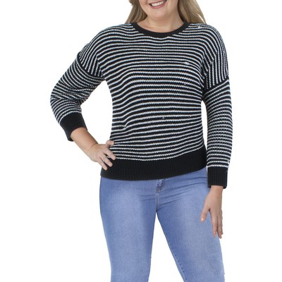 

Calvin Klein Женский черный пуловер в полоску с металлическим оттенком  BHFO 7436, Black/white stripe