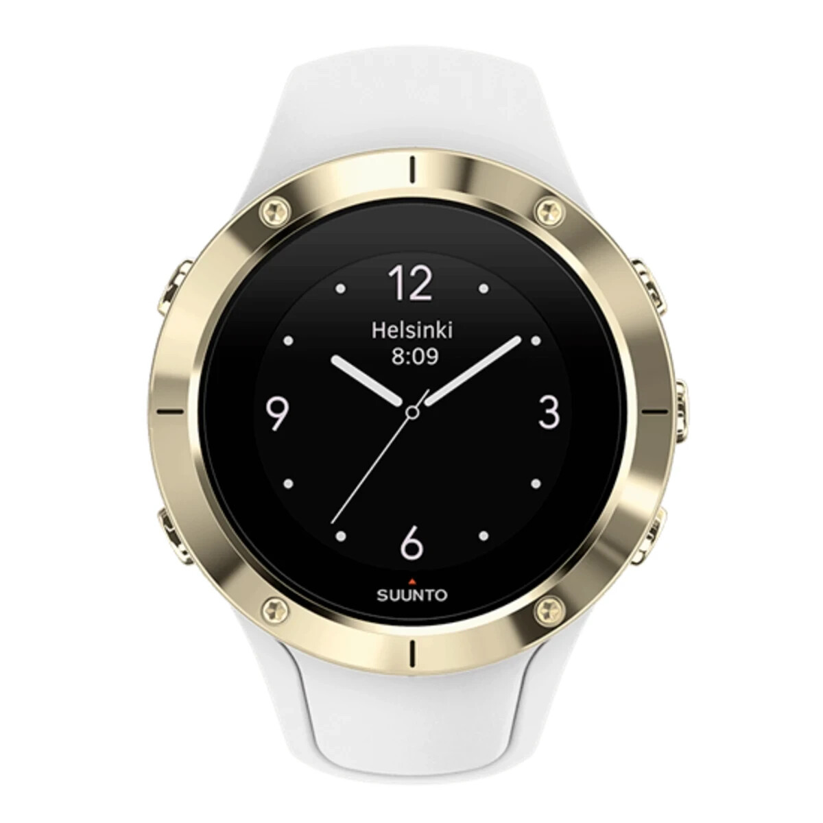 Новые мужские часы Suunto Spartan Trainer с золотистым безелем и белым ремешком SS023426000