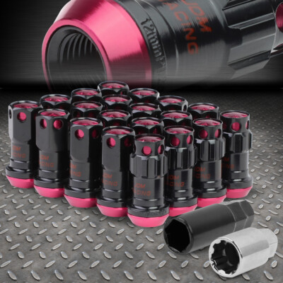 РОЗОВЫЙ АЛЮМИНИЕВЫЙ ШЛИЦ С ЗАКРЫТЫМ КОНЦОМ, 16 КОЛЕСНЫХ НАКОНЕЧНИКОВ + 4 КОНТРГАЙКИ + КЛЮЧ M12X1.25 22MMx45MM