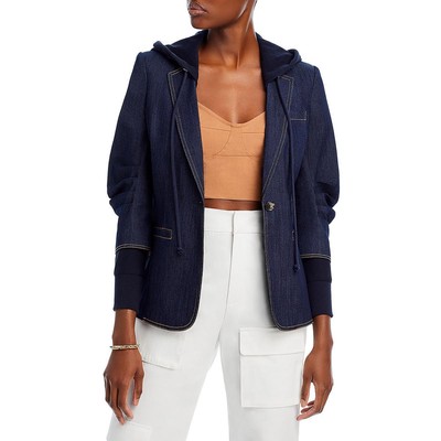 Cinq a Sept Womens Blue Hooded Long Sleeve Denim Denim Jacket 4 BHFO 3136