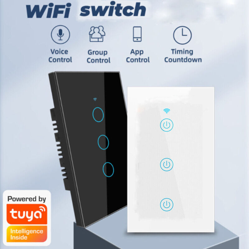 1/2/3 Gang WiFi Smart Wall Touch Light Switch Glass Panel