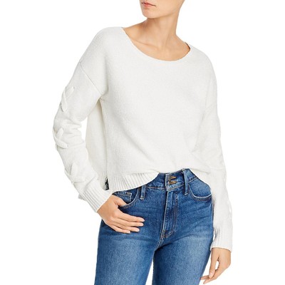 

Укороченный свитер Aqua Womens White Ribbed Trim Lace Up Shirt  BHFO 5645, Белый