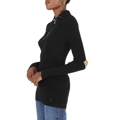 Pre-owned Moncler Ladies Black Ciclista Tricot Cotton Blend Turtleneck Jumper