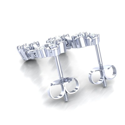 Pre-owned Swarajewel 0.5ctw Round Natural Diamond Earrings For Women 18k White Gold In Fg