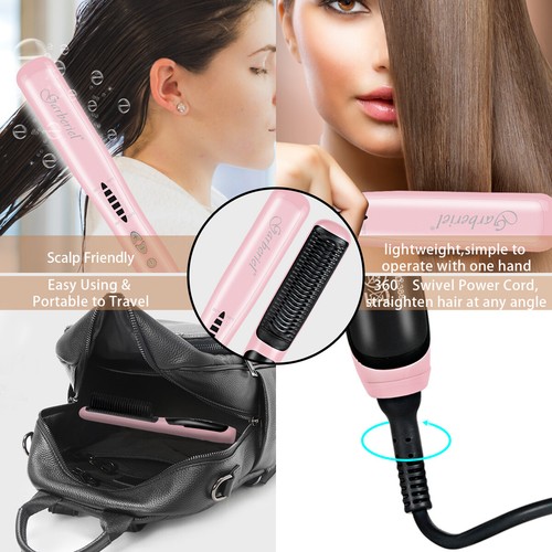 Hair Straightener Brush Straightening Curler Hot Comb Electric Adjustable Heat