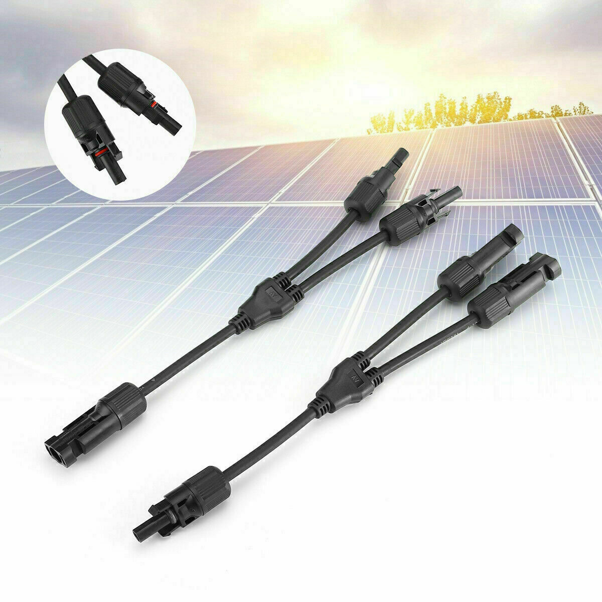 Solar Panel Y Branch Cable Connection Waterproof Adapter Connector Extension
